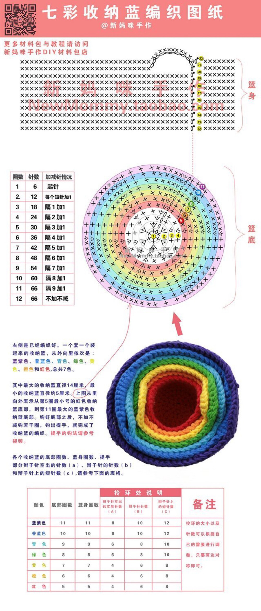 收纳篮的钩法视频教程图片