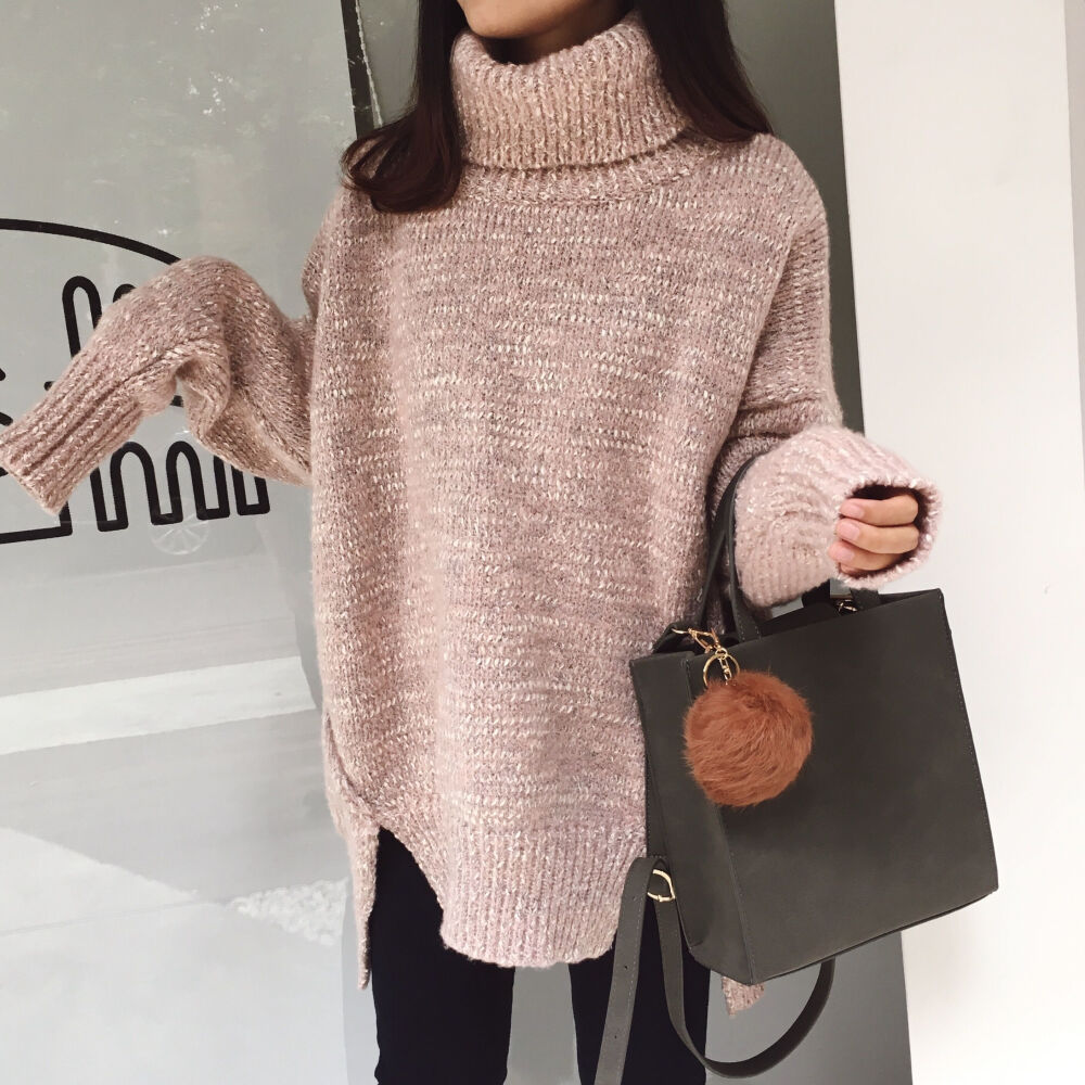 missting定制2016冬季韩版宽松高领套头长袖翻领毛衣女32044