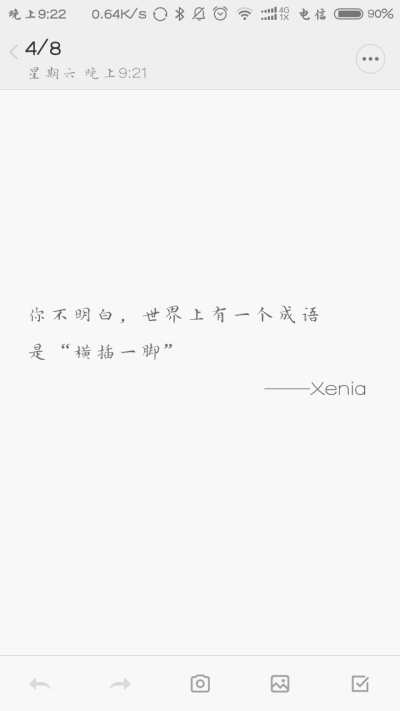 你不明白，世界上有一个成语是“横插一脚”。——Xenia