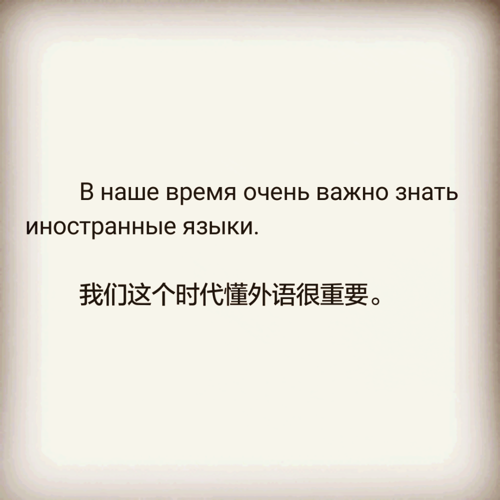  В наше время очень важно знать иностранные языки.
我们这个时代懂外语很重要。