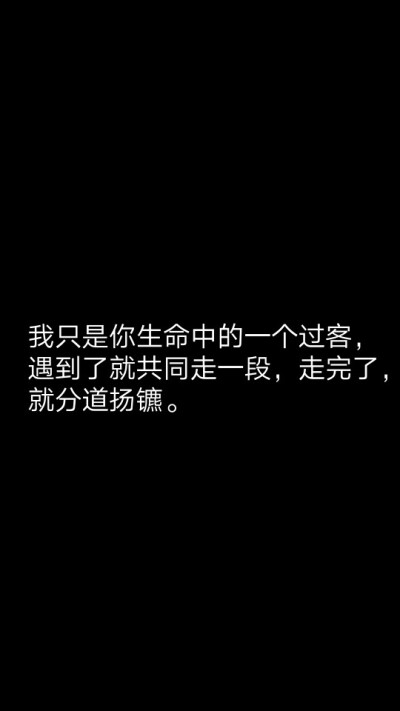 我只是你生命中的一个过客，遇到了就共同走一段，走完了，就分道扬镳。