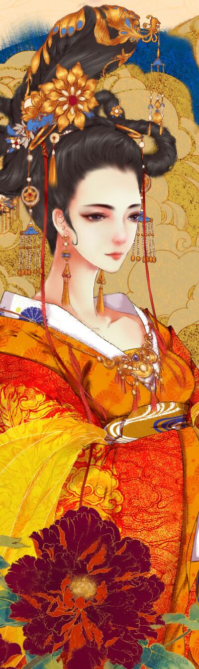 古风美人 绘师：果果---盆栽的栀子花