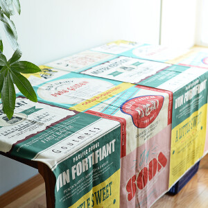 创意欧式防汤桌布美国复古画报棉麻布艺长方形餐桌盖布野餐大餐垫