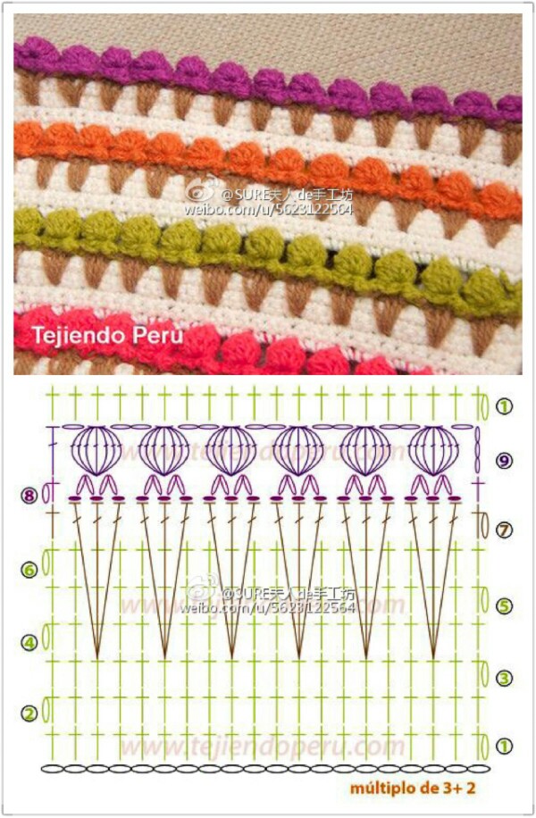 钩织毯子-冰淇淋图案-带图解
