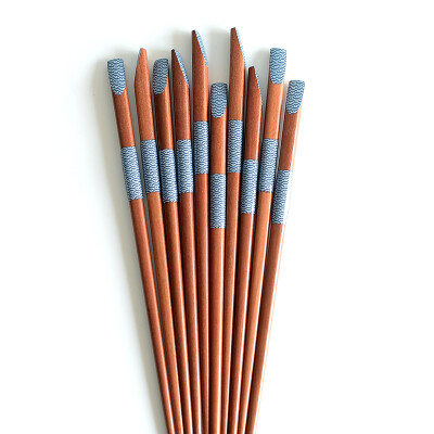 日式和风清波纹印花筷子美甲尾箭头家用筷红檀木筷子套装5双盒装