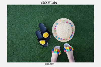 Mickeylady 独家定制 韩国彩色彩球毛球 小礼帽 草帽