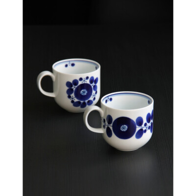 日本进口 白山陶器 蓝花系列马克杯
