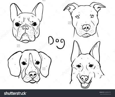 dog drawing, American French Bull Dog, American Pit bull Terrier, Beagle, American Shepherd