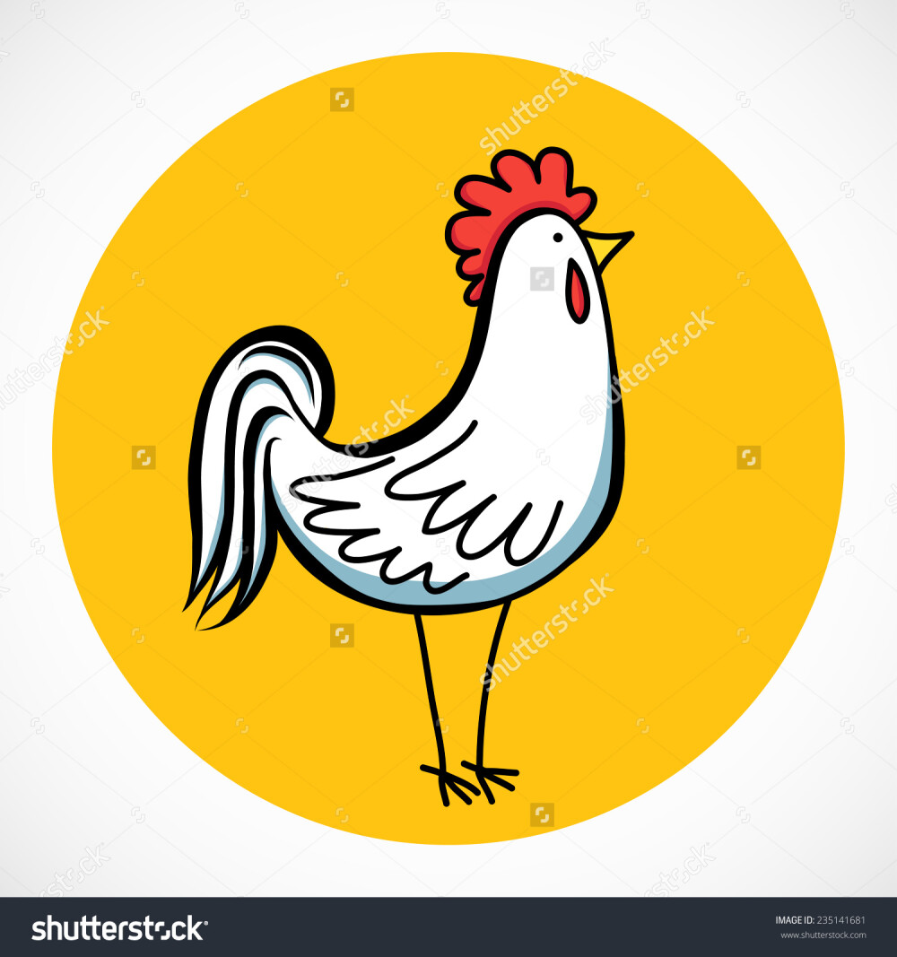 Hand drawn cartoon rooster