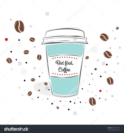 paper coffee cup in line style