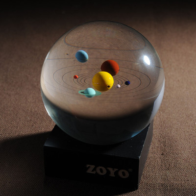 3D水晶太阳系八大行星水晶球大S推荐创意礼物 Solar Crystal Ball