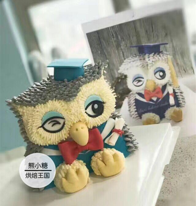 熊小糖【3D立体玩偶蛋糕】猫头鹰 淘宝店：熊小糖创意烘焙王国 微信：xiongxiaotangkefu