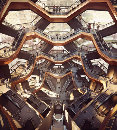 Vessel, a new public landmark in Manhattan, designed by Thomas Heatherwick, will open in 2018.