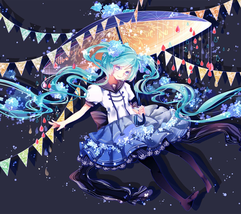 华丽 初音miku 双马尾少女 唯美 清纯 可爱 