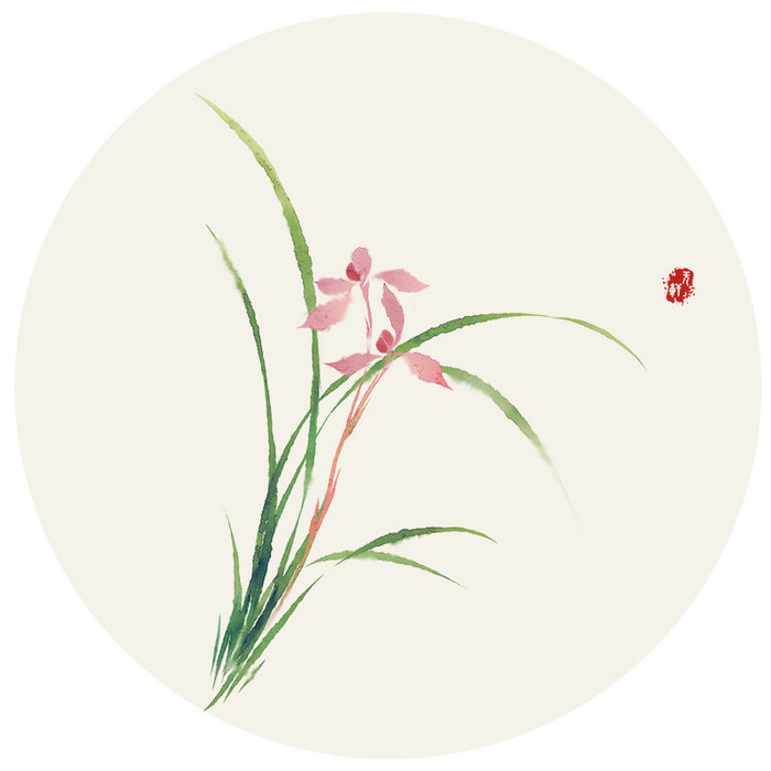 兰花 花草 水墨 插画 画师无轩