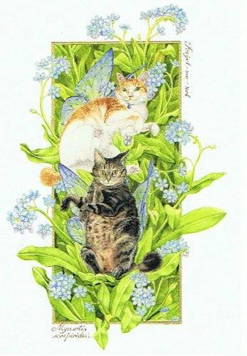 #崧，东方美##绘画#长着翅膀的花间猫｜中岛祥子 ​​​