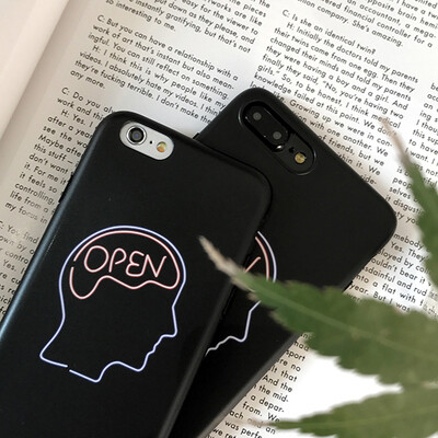 OpenMind霓虹灯原创意苹果6s 手机壳 iPhone6 Plus磨砂软保护套7