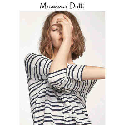 Massimo Dutti 女装 纹理条纹 T 恤