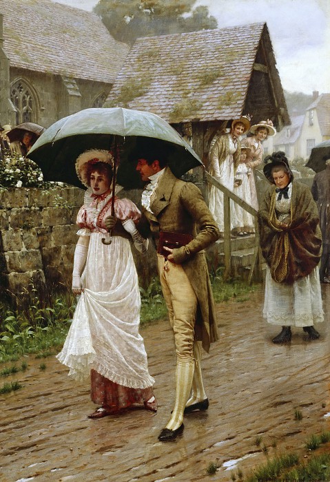 A Wet Sunday Morning, Edmund Blair Leighton(1852-1922)