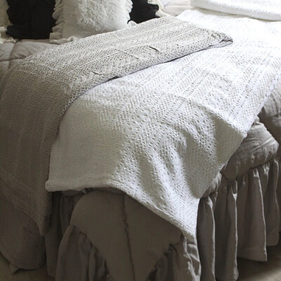 韩国进口 棉蕾丝花纹夏用空调盖毯毛毯 空调毯 毯子
