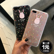 日韩闪粉兔子iPhone6手机壳硅胶可爱苹果7plus手机壳透明防摔挂绳