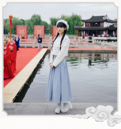 徐娇 织羽集 汉元素 春秋新品 玉簟秋 复古交领呢外套 长裙