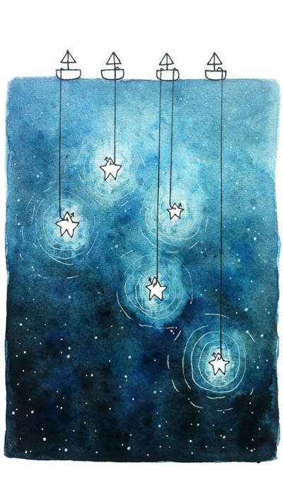 【 Blue- cool tone 】蓝色 冷色系 P站 二次元 动漫 插画 涂鸦 手绘 意境 唯美 壁纸 星星