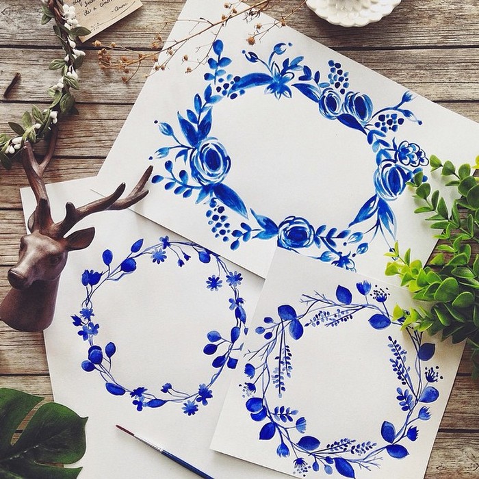 清新水彩画 花卉 图案 seedlingpaperie