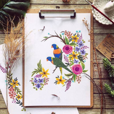 清新水彩画 花卉 图案 seedlingpaperie