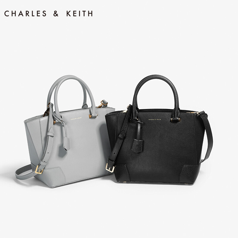 CHARLES&amp;KEITH 单肩包 CK250670476 纯色扇形通勤大包手提包