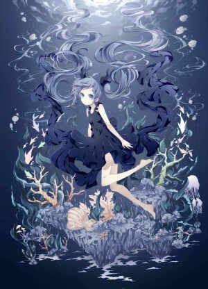 深海少女 初音未来 绘师：アズレ-AOI-  本作品pixiv id=61487765