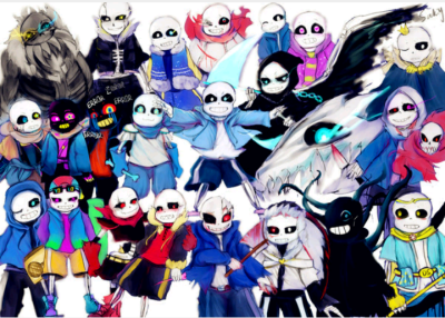 Undertale各AUSans
Sans（Undertale）
Swap!Sans（Underswap）
Fell!Sans（Underfell）
Swepfell!Sans（Swapfell）
Horror!Sans（Horrortale）
Dance!Sans（Dancetale）
Fresh!Sans（Freshtale）
Cross&Nightmare&Dr…