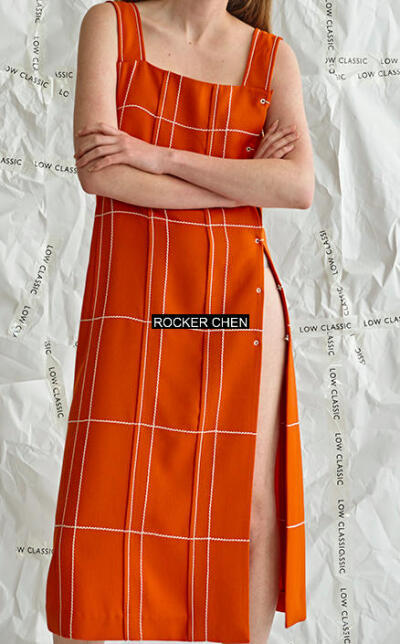 代购 17SS STITCH CHECK DRESS - ORANGE