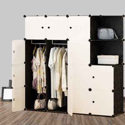 衣柜简易组装布艺 钢架简约现代衣橱经济型实木收纳柜子三角卧室