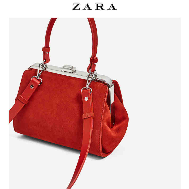 ZARA 女包 绒面真皮迷你城市休闲包