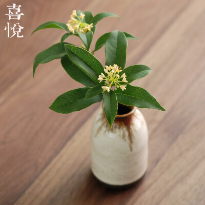 喜悦茶铺 粗陶花瓶 全手工窑变花器 花插 茶室书房摆件