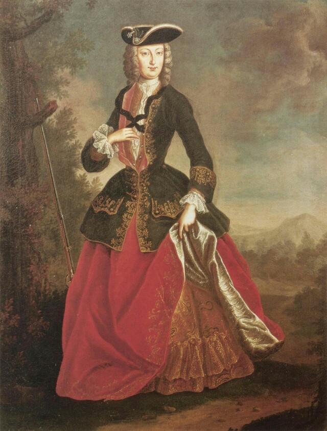 Empress Elisabeth Christine in hunting dress
Elisabeth Christine of Brunswick-Wolfenbüttel(28 August 1691 – 21 December 1750) was Princessof Brunswick-Wolfenbüttel, Holy Roman Empress, German Queen, Queen of Bohemia and Hungary; and Archduchess of Austria by her marriage to Emperor Charles VI