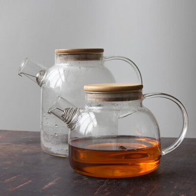 耐高温透明冷水壶 大容量加厚过滤带盖凉水壶 玻璃花茶壶果汁壶