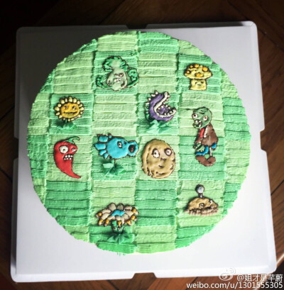 场景蛋糕。植物大战僵尸。