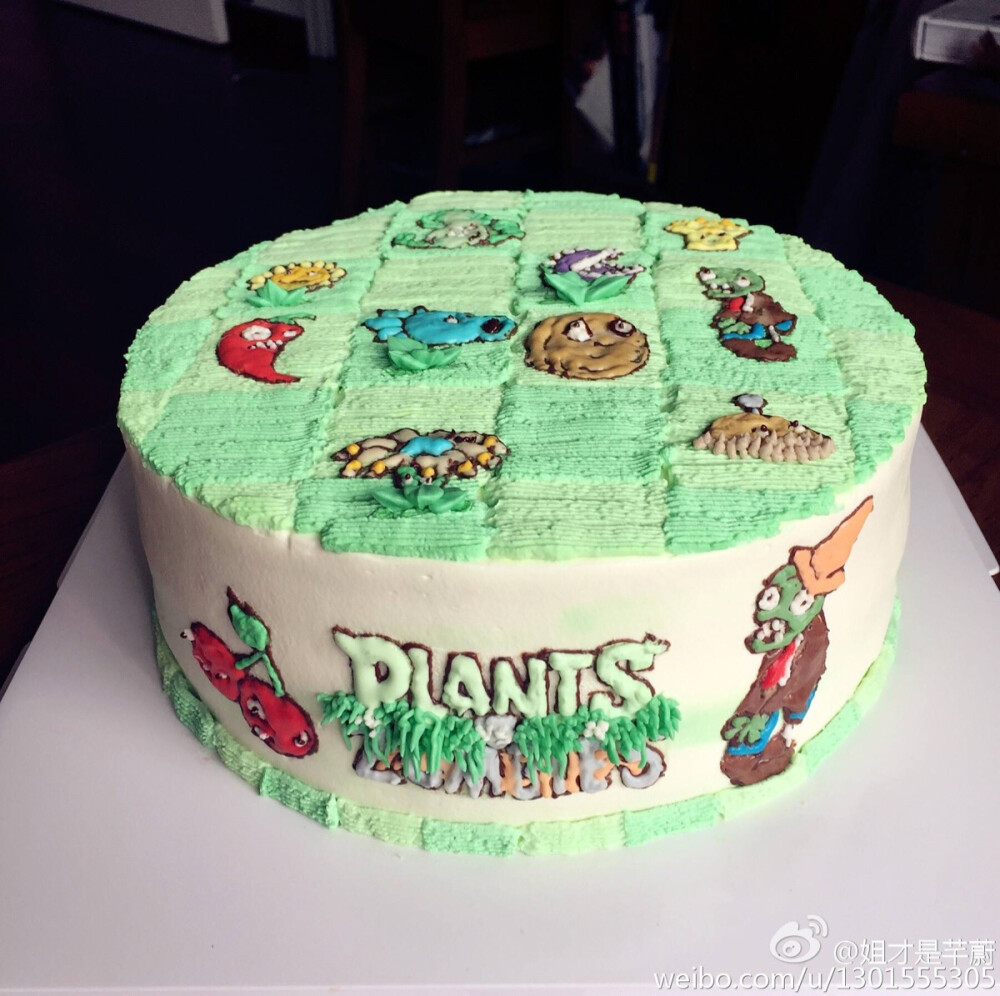 场景蛋糕。植物大战僵尸。