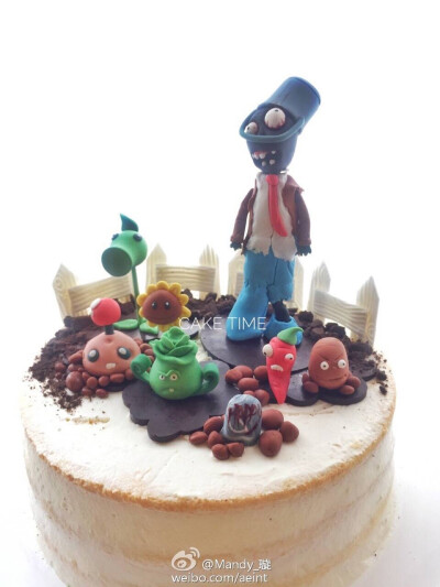 场景蛋糕。植物大战僵尸。