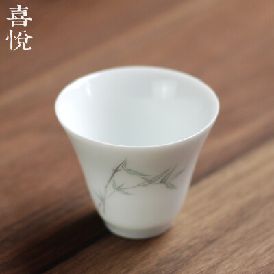 喜悦茶铺 景德镇高档手绘品茗杯 薄胎主人杯普洱茶杯 功夫茶盏