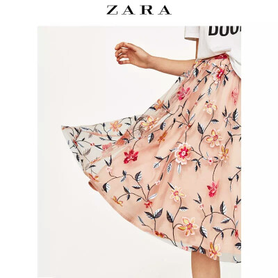 ZARA 女装 花朵刺绣绢网裙 07901752330