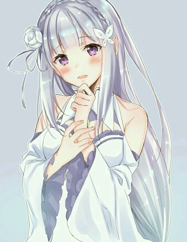 【来源pixiv，侵删】EMT
艾米莉娅（亦译：爱蜜莉雅），《Re：从零开始的异世界生活》女主角。银发紫瞳，混血半精灵，银发美少女，EMT！
动漫二次元原创/同人画/插画/手绘/女生头像/壁纸/锁屏/背景/美少女/银发/银长直/紫瞳/白丝