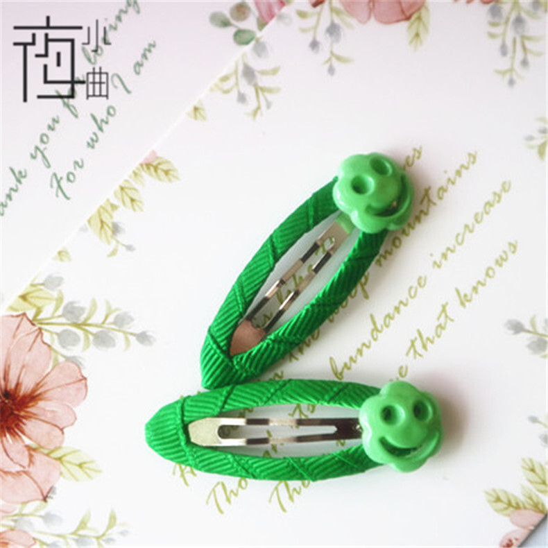 夜小曲-smile 笑脸正能量螺纹绕布BB夹边夹成人儿童发夹发饰
