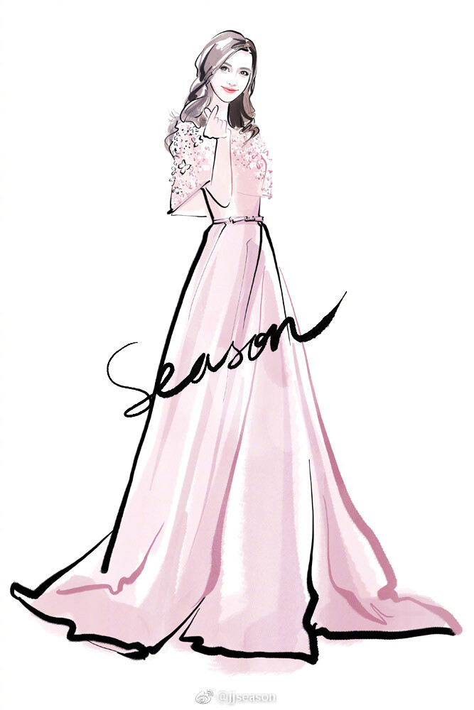 #jjseason插画# #明星红毯礼服插画# ----- 4月21日，新晋美妈@angelababy 身穿Georges Hobeika高级定制礼服，青春甜美复出出席活动。 ​