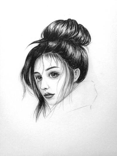 素描人像 针管笔 美女画