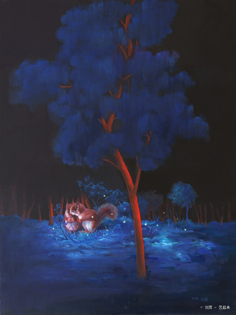 静悄悄的夜晚—伊甸园 | 油画  布面   60×80 CM，2016年