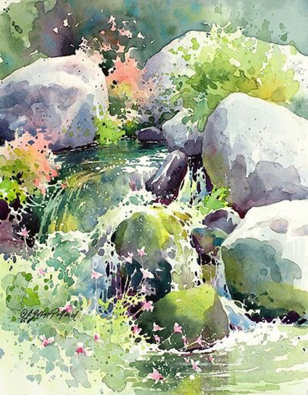 来自水彩画家juliegilbertpollard风光绘画作品