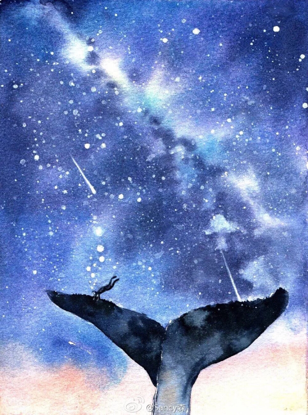 蓝鲸动漫图片 星空图片